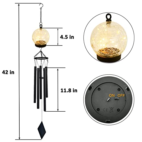Wind-Chimes-Outdoor-Solar-Lights-42-Inch-Large-Sympathy-Chime-15-LED-Twinkle-Warm-White-Crackled-Glass-Sphere-Ball-Hanging-Lantern-Birthday-Gifts-for-Decorative-in-Garden-Yard-Patio-Landscape Wind Chimes Outdoor Solar Lights 42 Inch Large Sympathy Chime 15 LED Twinkle Warm White Crackled Glass Sphere Ball Hanging Lantern Birthday Gifts for Decorative in Garden Yard Patio Landscape