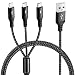 Produktbild UZAHSK Multi USB Kabel, 1.8M 3 in 1 Universal ladekabel Nylon Mehrfach Ladekabel ip/MicroUSB/Type-C Für Phone 6/7/8/X/11/12/13/14 Galaxy S20+/S20/S10/A5/Huawei/Honor/Oneplus/Xiaomi/Sony/LG. (Black)