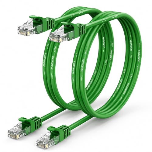 Image of Cat6 Ethernet Patch Cord (Pack of 2) | RJ45 LAN Cable | 1Gbps 250MHz | 24AWG Pure Copper | Snagless Gold Plated | UTP Gigabit Network Cable for Router Modem Switch PC (Green, 10m)