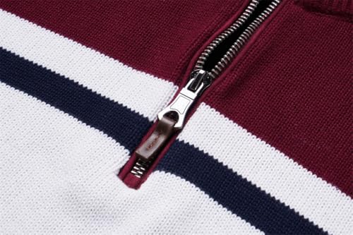 Men's Cotton Polo Neck Sweater – Striped Knit Pullover, Business Casual Wear4