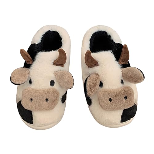 Jerzmy Cute Animal Cow Pig Men Women House Slippers, Comfy Memory Foam Cloudy Soft Slippers Plush Home Shoes for Bedroom Living Room Indoor