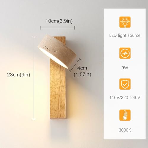 Aplique de diseño de madera con lámparas de pared LED de 9W para hogar 4