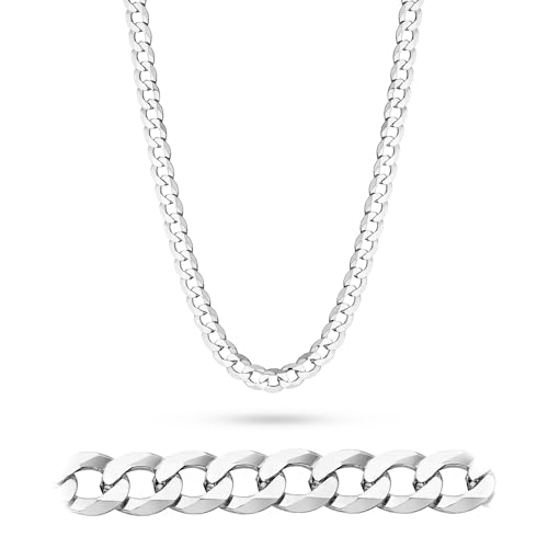 Chaîne gourmette en argent 925 homme collier MARKO robuste large sans pendentif 50-65cm