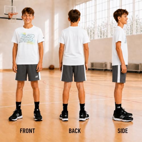 Image of New Balance Boys Short Sets - 2 Piece Active Performance Athletic Shirt and Kids Basketball Gym Shorts for Boys (8-12)