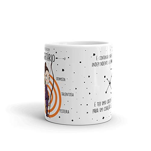 Canequeiro Store Ela é de Sagitário Caneca de Porcelana Personalizada, Branco/Preto, 10 x 10 x 10 cm