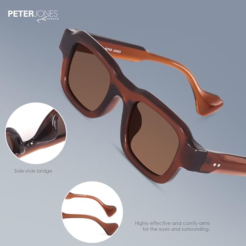 Image of Peter Jones Lenses Unisex Broad Frame Square UV /UB Protected Non-Polarized Sunglasses Medium (3809)