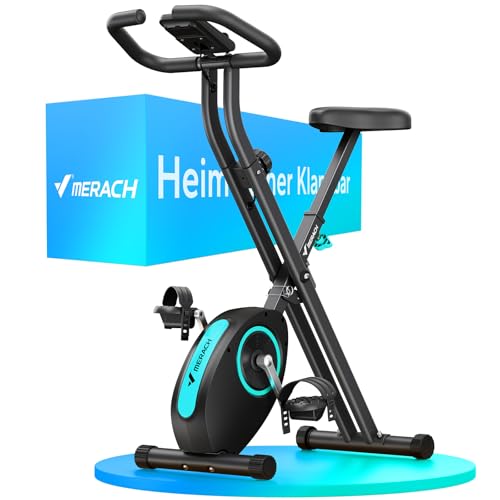 #ad Amazon Merach UK MERACH Folding Exercise Bike, Home Trainer with LCD Display, 16-Level Magnetic Resistance Foldable Stationary Exercise Bike, Comfortable Seat, Space-S