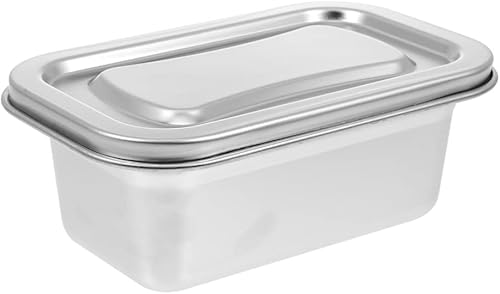 Hemoton Recipientes de almacenamiento de helado reutilizables con tapas de acero inoxidable para guardar alimentos, caja de congelador, tina de