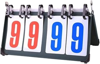 Puntuación Marcador de marcador de 4 dígitos Puntuación de Puntuación deportiva Puntuación superior Flip Score Board for marcadores y puntajes de voleibol de fútbol (color: negro, Tamaño: 37.5 x 21 x