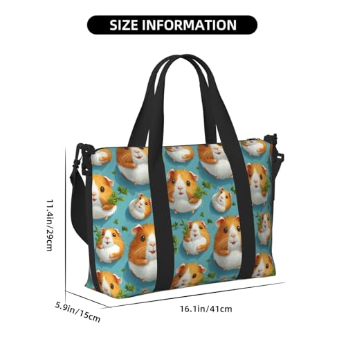 Laptop Tote Bag for Women Work - Kawaii Guinea Pig Print Weekender Overnight Bags for Women Travel, Gym Duffle Bag for Men, Personal Item Crossbody Travel Bags for Men Carry On2