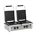 Produktbild Royal Catering - Waffeleisen Waffelautomat Doppelt (rechteckig, 37 x 62,5 x 50 cm, 2x 2.000 W, 10 x 17 cm Waffel, 15 min Timer, Gusseisen & Emaille, Edelstahlgehäuse) Silber