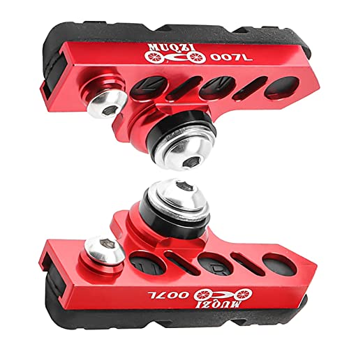 Ugplm 1 Pair Durable Bike Brake Pads Carbon Fiber Drawer Type, Anti Skid, No Noise, Road Bike Brake Blocks Shoes Rubber Pad Set, Red Black #TOP12