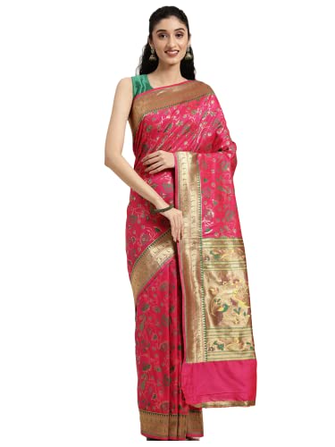 Panzora Paithani Paithani Silk Saree with Blouse Piece (857PS4_Pink)