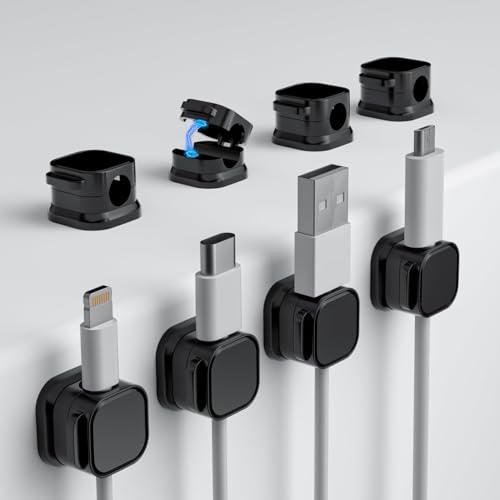 Porta Cavi, RCIDOS 8 Pezzi Organizer Cavi Cable Management Organizer Scrivania Porta Cavo Comodino Fermacavi Per Hdmi Usb Cavo Audio Scrivania Comodino(nero)