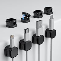 Organizer Per Cavi Magnetico Con Clip Rotanti E Fascette - Set Da 6+5, Gestione Cavi Da Scrivania, Adesivo Resistente, Per Ufficio E Casa