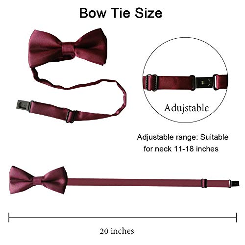 HABITER Kids Suspenders Adjustable Suspenders Set With Bow Ties for Boys and Girls