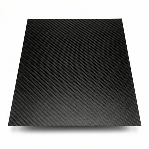 QWORK 3K Kohlefaserplatte, 1 x 200 x 250 mm, Kohlefaser, Schwarz