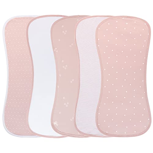 Image of Ely's & Co. Baby Burp Cloths - 5pc Hourglass Shape with Extra Absorbent - Baby Bibs & Burp Cloths Baby Girl and Baby Boy, Newborn Essentials (Pink Tulip)