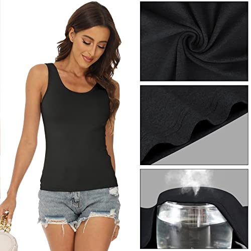 BQTQ 5 sztuk podkoszulek damski Crop Top Tank Top Basic Cami Tank Top dla kobiet i dziewcząt, czarny, L