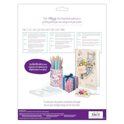 Blocs de tampon transparents en acrylique haute transparence - Pack de 5