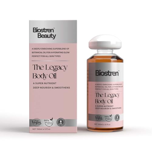 Biostren The Legacy Body Oil – 5fl oz Luxurious Body Oil After Shower – Deeply Nourishing Botanical Oil with Jojoba, Sweet Almond, Rosehip, Vitamin E – Body Glow Oil for Intensive Hydration