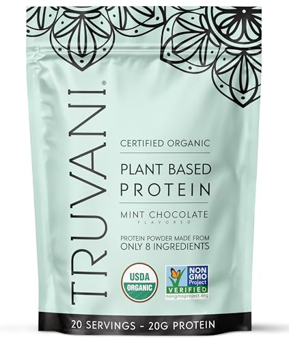 Truvani Vegan Pea Protein Powder | Mint Chocolate | 20g Organic Plant Based Protein | 20 Servings | Keto | Gluten & Dairy Free | Low Carb | No Added Sugar
