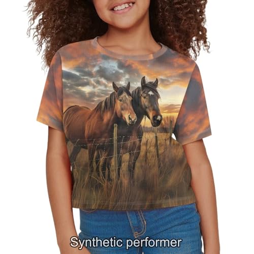 Image of 4th of July Shirt for Girls 7-8 Years US Flag Crop Tops Kids Outfit Independent Day Graphic Tee-