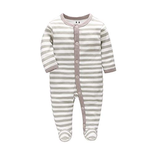 Pijama Ni�o Algod�n, Peleles para Beb�s Ni�a,Peleles para Dormir para Beb�s 0-6 Meses (Grey Stripe, 62)