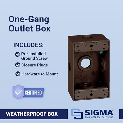Image of Sigma 14251-5XBR Weatherproof 1 /2 inch 5 Hole Side Entry 1-Gang Box, Bronze