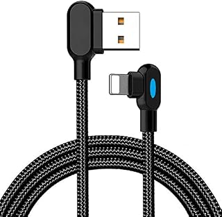 AUSPRO 90 Degree iphone charger cable, Right Angle USB Cable with Led Light Nylon Braided Charger Cable Lead Fast Charging Cable Compatible with iPhone 13 12 11pro X XR XS 8 7 6S iPad 1M/3.3FT