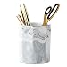 WAVEYU Pen Holder, Stand for Desk Marble Pattern Pencil Cup for Girls Kids Durable Ceramic Desk Organizer Makeup Brush Holder Ideal Gift for Office, Classroom, Home, Gray Marble