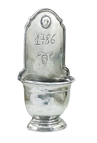 Acquasantiera antica da parete collezione in peltro fatta a mano in italia. pezzo originale.regalo di natale