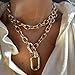 Long tiantian Chunky Gold Necklace Stack Chain Necklaces for Women Statement Layered Paperclip Choker Necklaces Statement Necklace for 80s 90s & Night Out Outfits Paperclip Style Fashion Jewelry