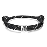 J.Endéar Pulsera Árbol de la vida Plata de ley 925 Charm Náutico Surfer Cuerda Pulsera para Hombres Mujeres