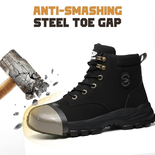 Steel Toe Work Boots for Men Women Lightweight Comfortable Waterproof Composite Toe Boots Slip Resistant Indestructible Wide Safety Shoes2