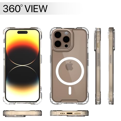 Image of Amazon Basics Back Cover for iPhone 14 Pro Mag-Safe Shockproof PC + TPU Protective Case Magnetic Support Bumper Case (Transparent Mag-Safe)