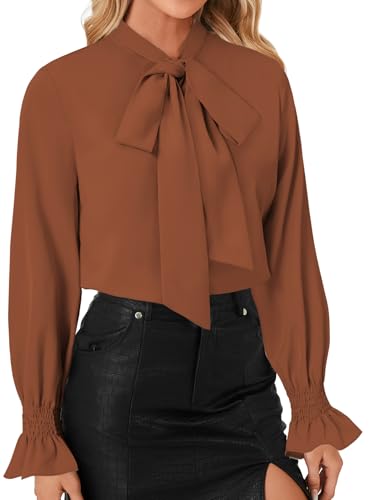 Image of LYANER Women's Bow Tie Neck Business Work Blouse
