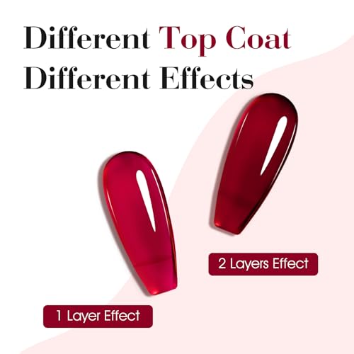 Image of CANNI Dark Red Jelly Gel Nail Polish, 1Pcs Sheer Burgundy Red Gel Polish Deep Wine Color High Gloss Soak Off U V Nail Manicure Salon DIY