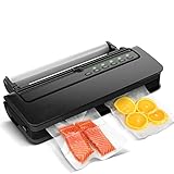Vakuumiergerät, 5 in 1 Vakuumierer Automatisch Folienschweißgerät für trockene und feuchte Lebensmittel, inklusive Vakuumierbeutelrolle, Integriertem Cutter und Halterung