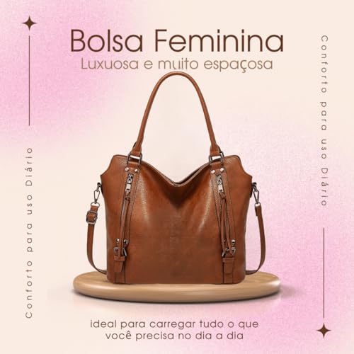 Bolsa Feminina em Couro PU Grande de Ombro para Mulheres Luxuosa Espaçosa e Estilosa - G3