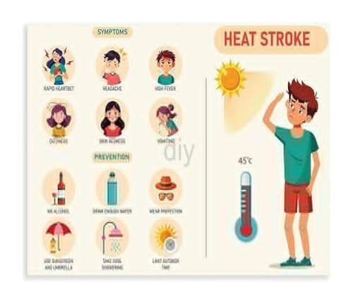 Prevent Heat Stroke Poster Workplace Home Gym Heat Safety Awareness and Information Sign?(Framed,16x24inch(40x60cm))
