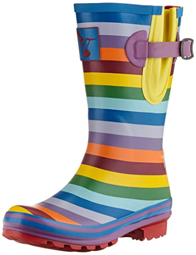 Rubber Rain Boots For Women's Garden Shoes Waterproof Boots Cute Printing Rainbow Mid-Calf Rain Boots UK Brand