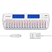 Tenergy TN438 16-Slot Smart Battery Charger for AA/AAA NiMH/NiCd LCD Display + 16 Premium Rechargeable AA Batteries