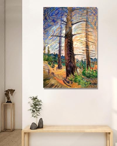 Tableau Abstrait Emily Carr pour Décoration Murale Salon Toile Seule