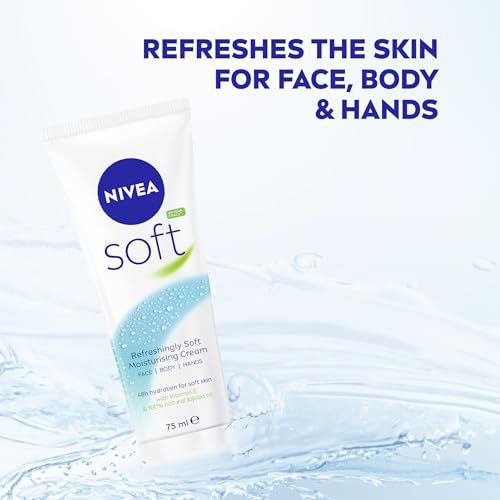 Image of NIVEA Soft All-Purpose Moisturizing Cream (75 mL), Everyday Moisturizer and Hand Cream for Use After Hand Sanitizer or Hand Soap Light and Non-Greasy Formula