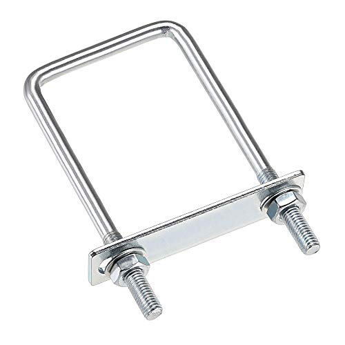 uxcell Square U-Bolts 2-3/4"(70mm) Inner Width 160mm Length Carbon Steel M8 with Nuts, Frame Plate, Round Washers 2 Set