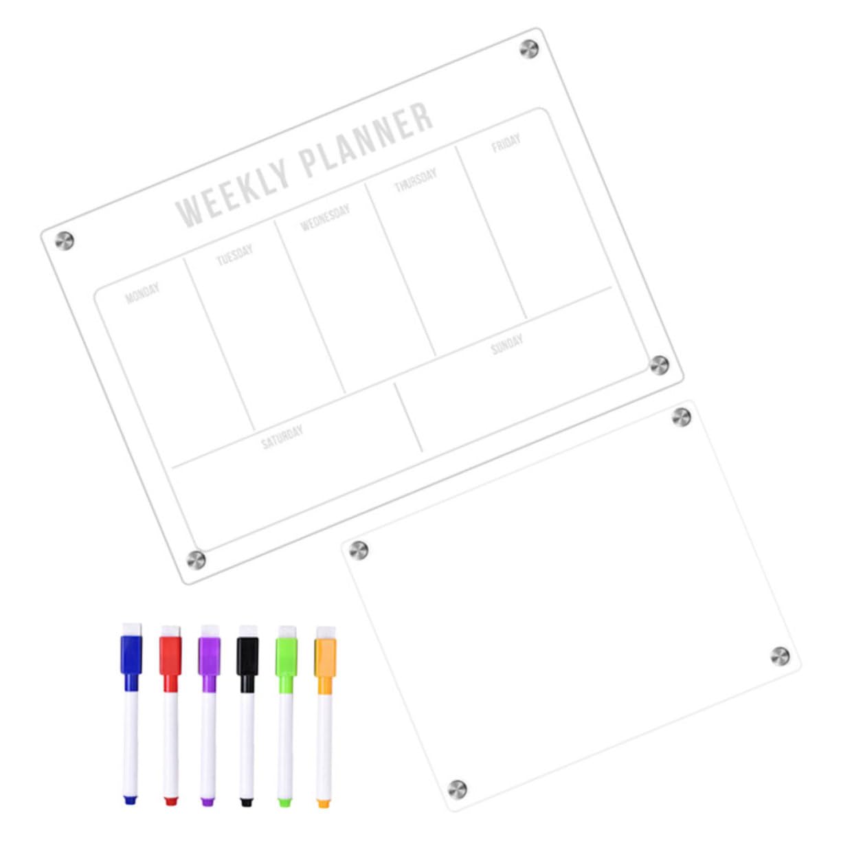 TEHAUX Magnetischer Wochenplaner für Kühlschrank Abwischbares Whiteboard aus Acryl Kalender-whiteboard mit Transparenter Oberfläche für Effiziente Organisation