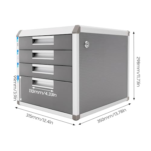 Cajonera de metal con cerradura, cajonera con ruedas, para documentos, caja auxiliar, cómoda de oficina para documentos - imagen 2