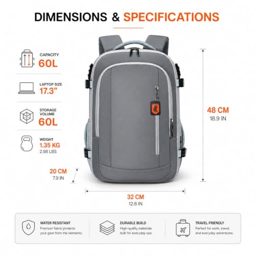 Image of KARRIER Vacuum Compression Backpack for Men & Women - 3-in-1 Travel Bag with Built-In Compression System, 17.3 inch Laptop Sleeve & Cabin-Friendly Design