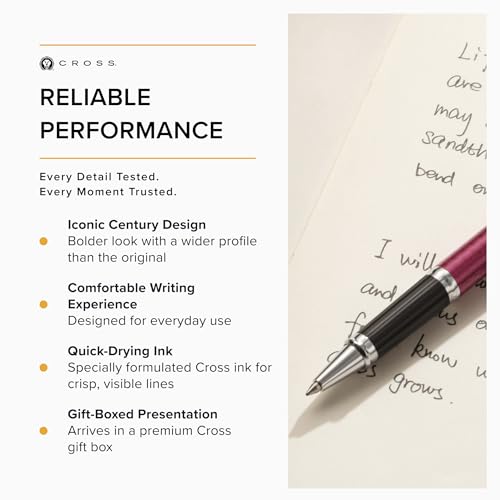 Image of Cross Century II Midnight Plum with Polished Chrome Appointments Selectip Refillable Rollerball Pen - Medium Point, Black Ink, Luxury Gift Box